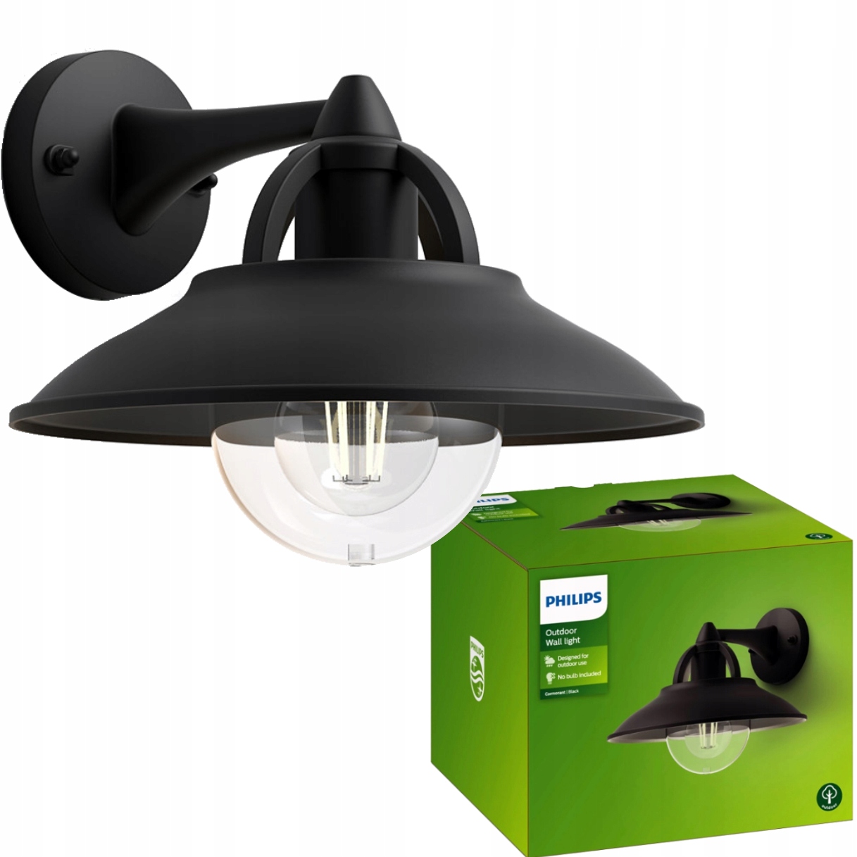 Záhradné nástenné svietidlo Philips čierne E27 0 W
